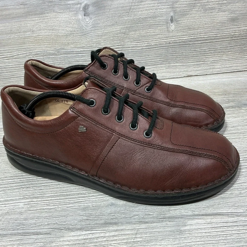 Finn Comfort German Leather Comfort Shoes Sneakers Brown Mens Size 11.5 W Wide